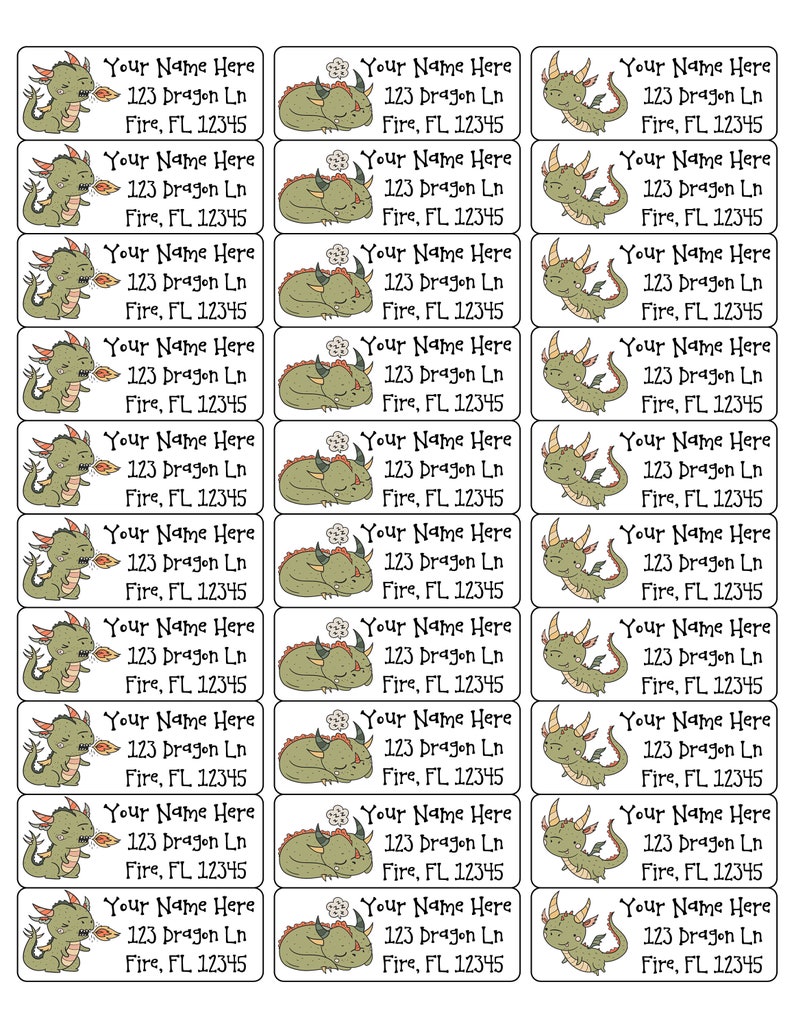Mailing Labels Dragon Address Labels