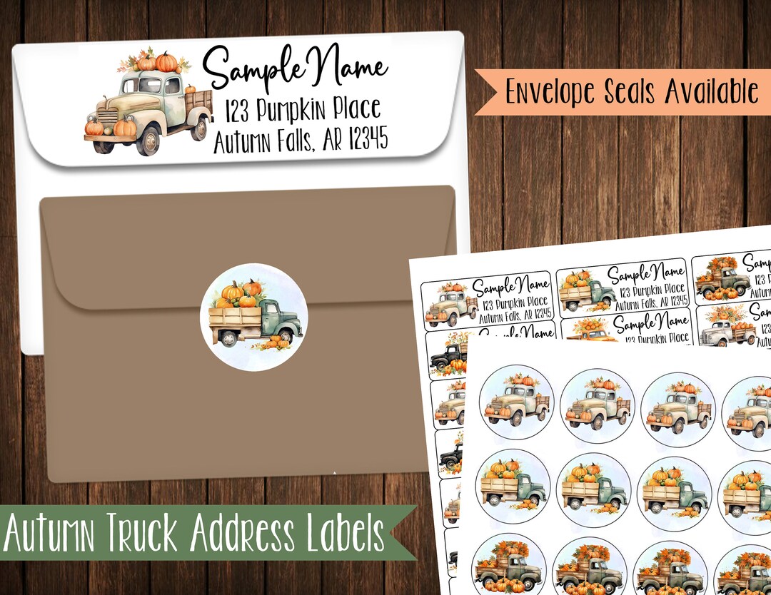 Fall Autumn Truck Address Labels, Mailing Labels - Etsy