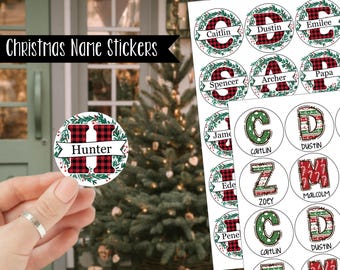 Personalized Round Name Stickers for Christmas Gifts --- One Sheet