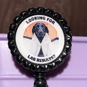 Black Lab dog Laboratory Scientist retractable badge reel lab week gift lab tech med tech MLT MLS science teacher