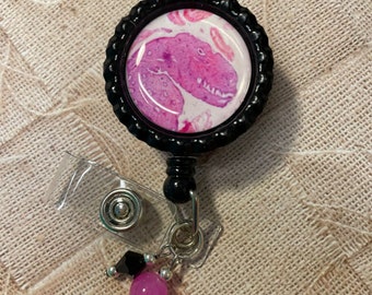 T Rex histology pathology tissue retractable badge reel MLS scientist histo tech  lab week gift