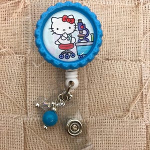 Laboratory kitty scientist lab tech cute Retractable badge reel lab week gift