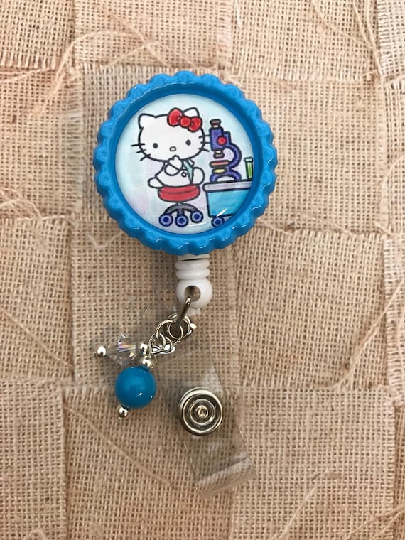 Laboratory kitty scientist lab tech cute Retractable badge reel lab week  gift