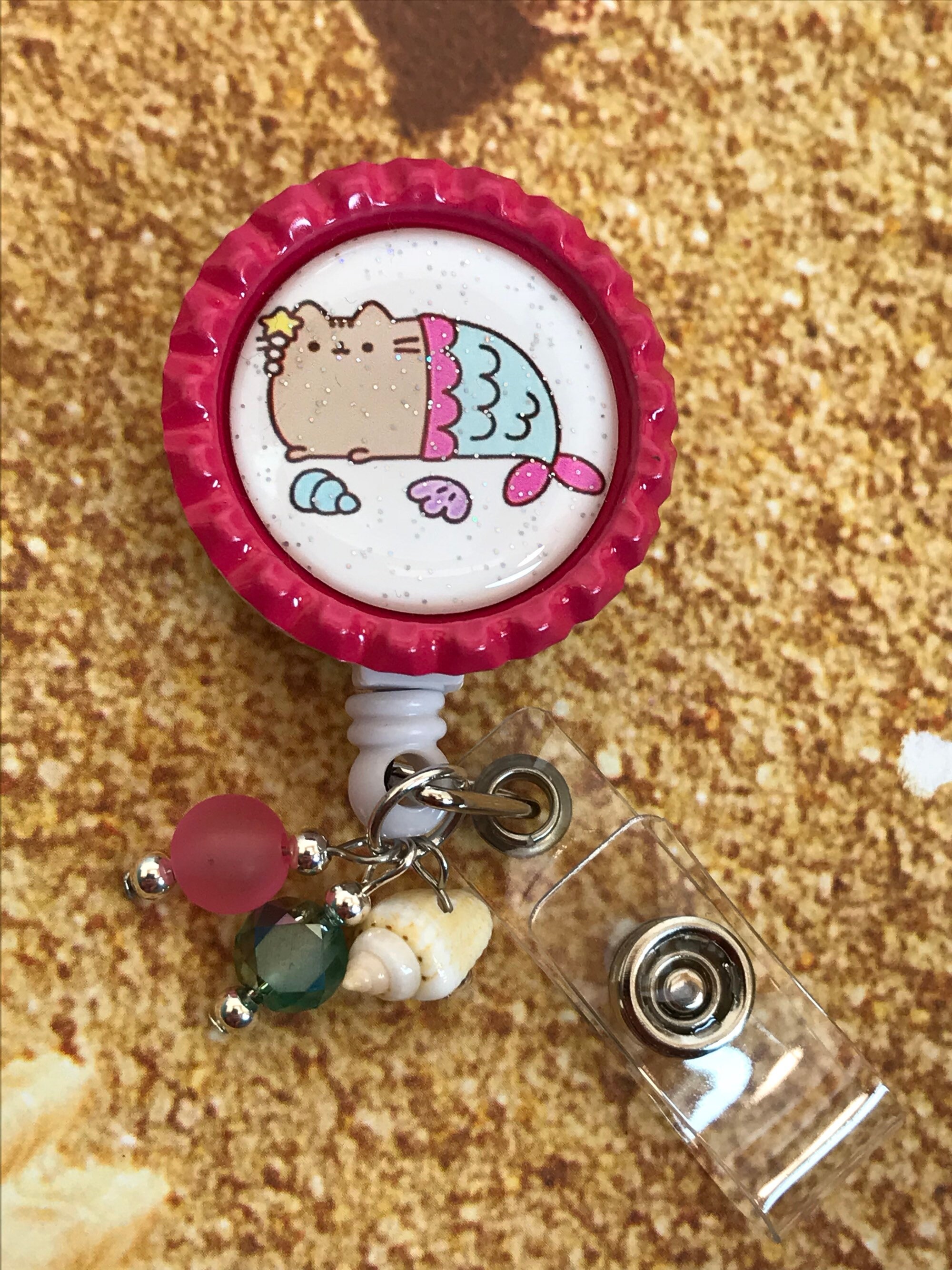 Mermaid Cat Retractable Badge Reel