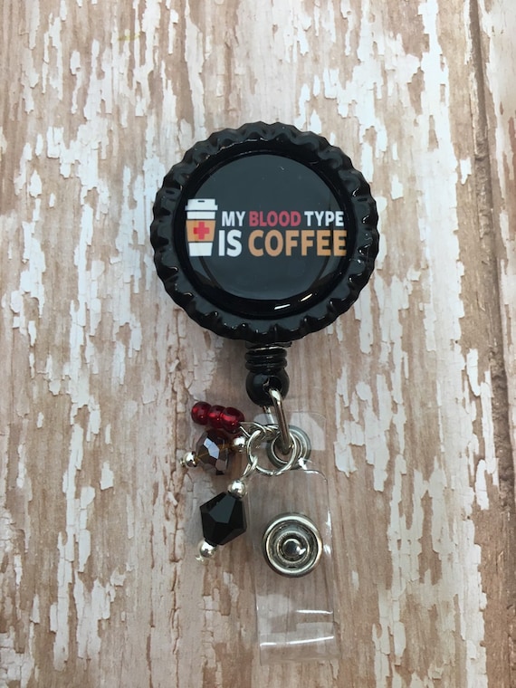 My Blood Type is Coffee design badge reel lanyard Laboratory Lab Week gift