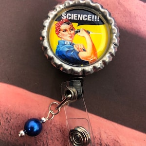 Science!!! Design Retractable badge reel; Lab Week Gift scientist teacher laboratory