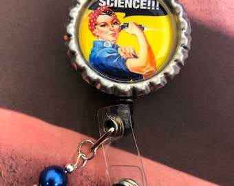 Science!!! Design Retractable badge reel; Lab Week Gift scientist teacher laboratory