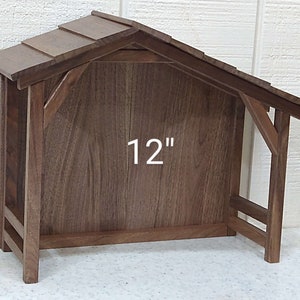 Traditional Walnut Nativity Stable/Barn/Creche/Christmas Manger Scene/Miniature Village Clear Finish image 5