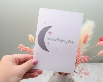 Birthday Wish Moon & Stars Birthday Card Duo.2 Pack of Cards.A5 or A6. Personalised.Gift Message available.Personalisation available