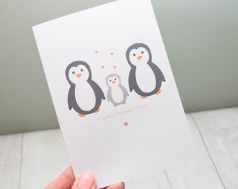 Little Bundle of Love Penguin Baby Card. Personalised Card 'Oh Baby' A5 A6 Cards. Personalisation Available. New Baby & Baby Shower Card