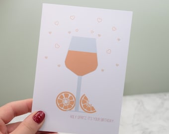 Aperol Spritz Birthday Card, 'Holy Spritz, it's your Birthday'. A5 or A6. Personalisation available. Perfect for an aperol lover!