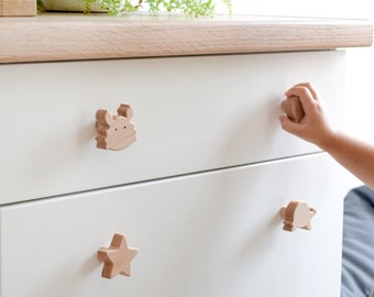 Wood dresser knobs for ocean theme nursery  . Underwater animals kids room drawer knobs . Cute cabinet knobs for children's room