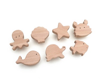 Wooden Sea Animal Drawer Pulls, Ocean Nursery Knobs