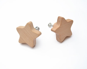 Wooden Star Dresser Knob, Space Nursery Decor