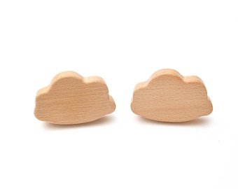 Cloud wooden dresser knobs . Cute drawer handle for kids room decor .  Weather nursery cabinet pulls