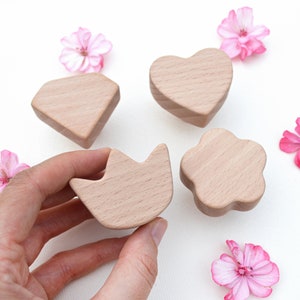 Girl dresser knobs for nursery . Children room drawer handles .  Crown diamond flower heart wooden knob