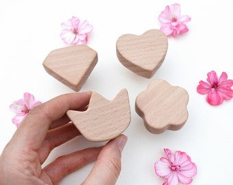 Wooden Dresser Knobs: Crown, Diamond, Heart, Flower - Nursery Decor