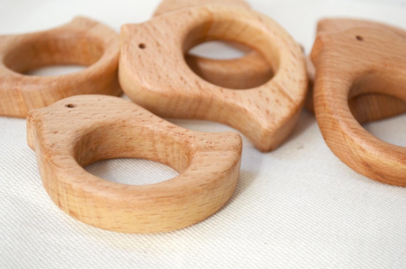 Woodland nursery decor Wooden bird teething toy