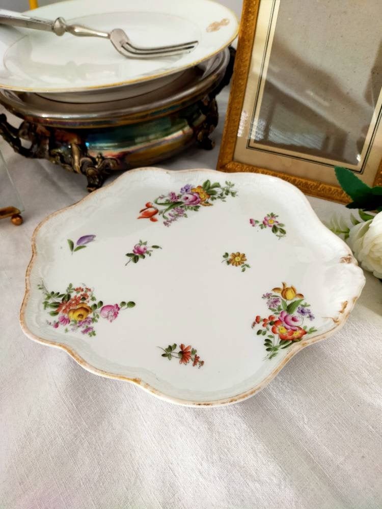 Plat à Gateau Ancien Porcelaine de Limoge 1920 - Petit Plat Gâteau Porcelaine Limoges Jpl France