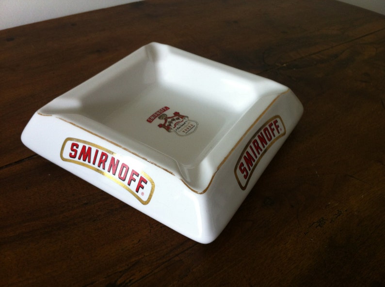 Antique Ashtray Advertising Ashtray Ashtray Snirnoff Etsy