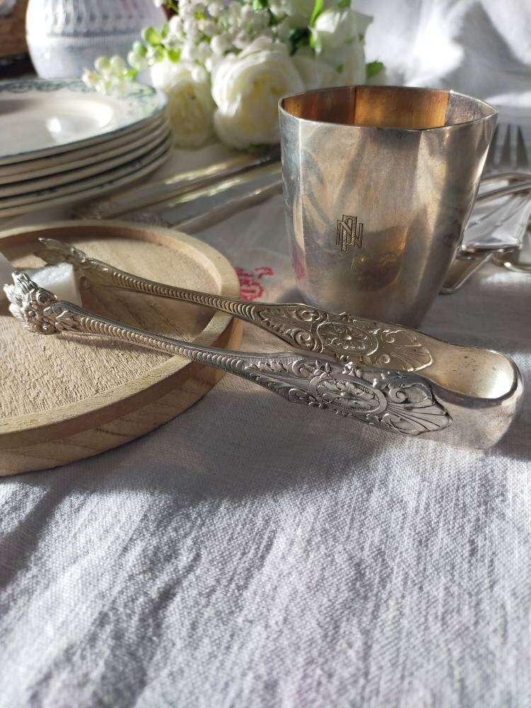 Antique Pince A Sucre Argent - Fin Xixième 19 Iéme