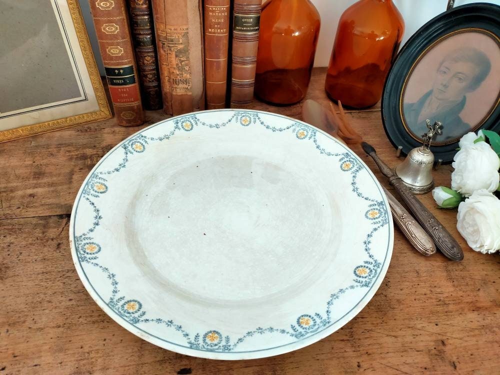 Ancien Plat Année 20 - Plat de Service Rond Longwy Modèle Moselle