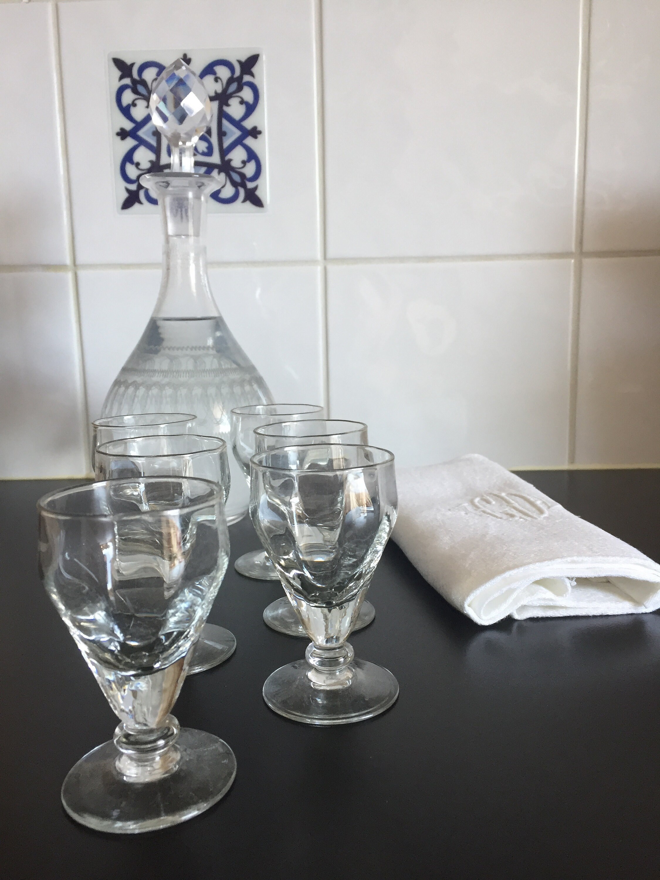 6 Verres Liqueur Bistrot - Verre Vintage Ancien 1930 Art Déco