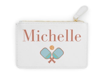 Personalized Pickleball Zipper Pouch Cosmetic Bag - Custom Name Retro Design for Pickleball Team or Gift for Her