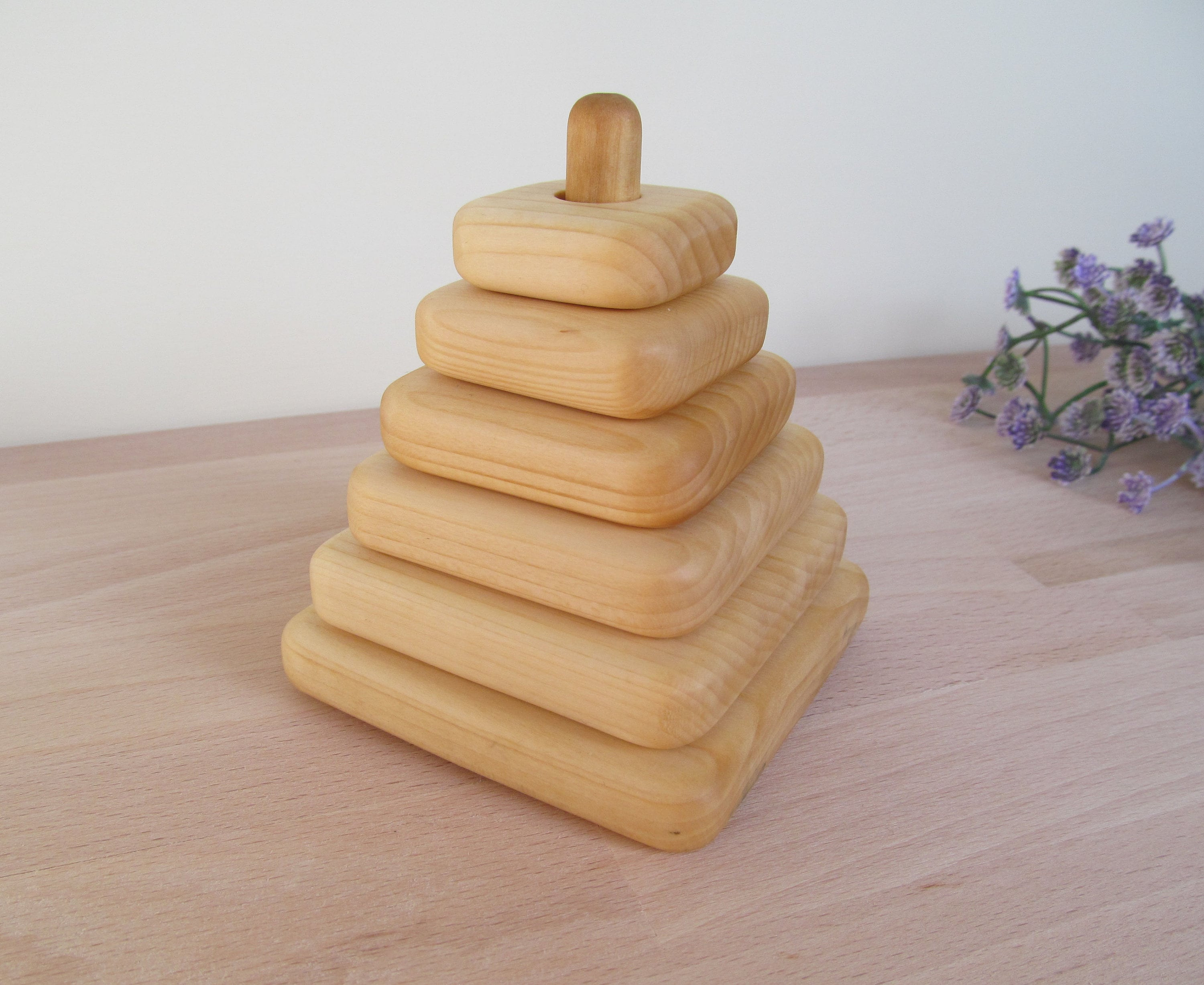 Wood Stacking Toy Square Stacker Toy Organic Wooden Etsy