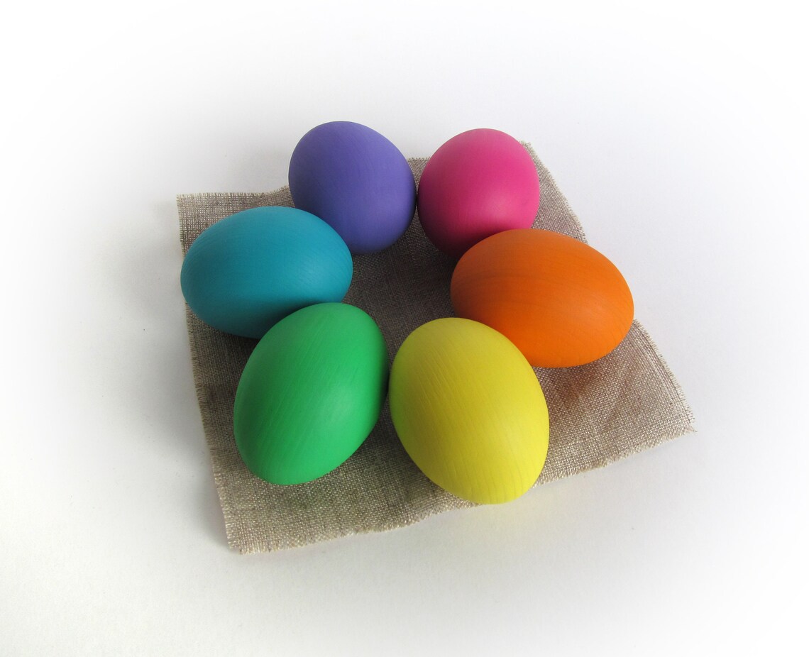 Easter gift baby Wooden Rainbow 6 EGGS Easter eggs Etsy