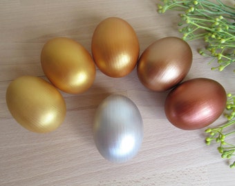 Easter Wooden Egg 2.5", Metallic egg, Easter gift, Light Gold, Gold Antique gold Silver Bronze Copper, Pretend Play, Play Food, Waldorf toy