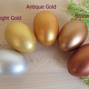 Large wooden Egg, Wood Goose egg size, Easter gift, Gold Antique gold Silver Copper Bronze Easter egg, Pretend Play, Play Food, Waldorf toy image 2