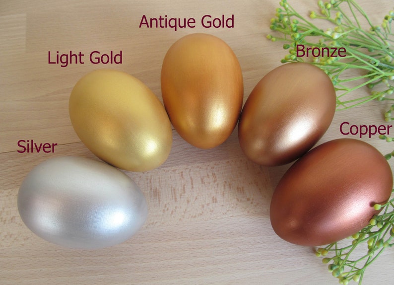 Large wooden Egg, Wood Goose egg size, Easter gift, Gold Antique gold Silver Copper Bronze Easter egg, Pretend Play, Play Food, Waldorf toy image 2