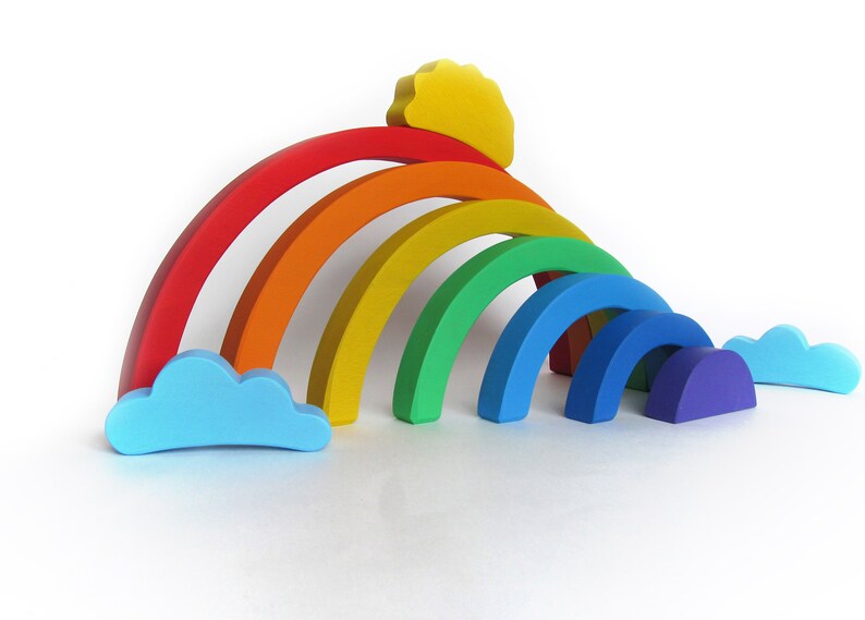 Gift for Baby Rainbow Stacker Wooden Balancing Game Etsy