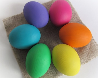 Easter gift baby, Wooden Rainbow 6 EGGS, Easter eggs 2.5"or 1.6" - Pretend Play - Play Food - Waldorf - Montessori Toddler Toy - Natural Toy