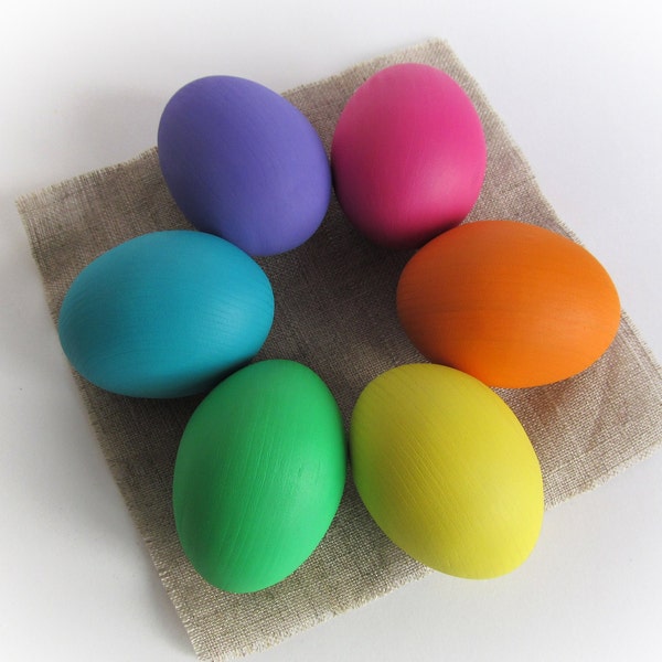Easter gift baby, Wooden Rainbow 6 EGGS, Easter eggs 2.5"or 1.6" - Pretend Play - Play Food - Waldorf - Montessori Toddler Toy - Natural Toy