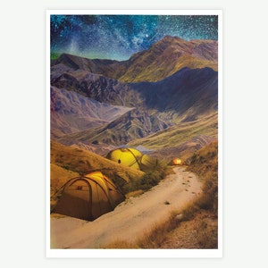 Mountain Camping, Original Screenprint by Kim Hunnersen