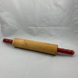Rolling Pin with Red Painted Handles