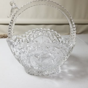 Vintage Basket Cut Glass with Bird design