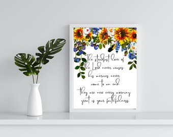 Great is your faithfulness- steadfast love of the Lord- Christian wall art, Bible verse digital download, Gallery wall, Christian print