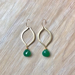 Green Chalcedony Wire Wrapped Handmade Gemstone Earrings