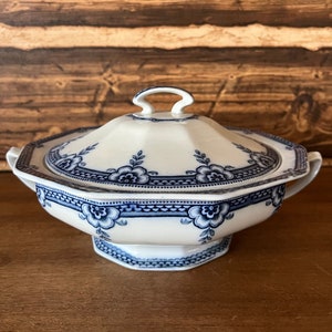 Ford & Sons Ironstone Flow Blue Covered Dish - Vintage - Rare Find!