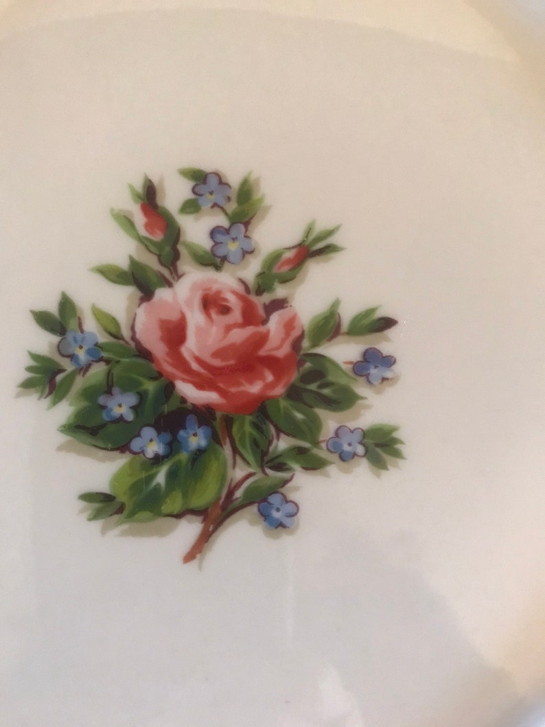 Fine Arts China Romance Rose Dinner Plate Set of 5 Vintage China