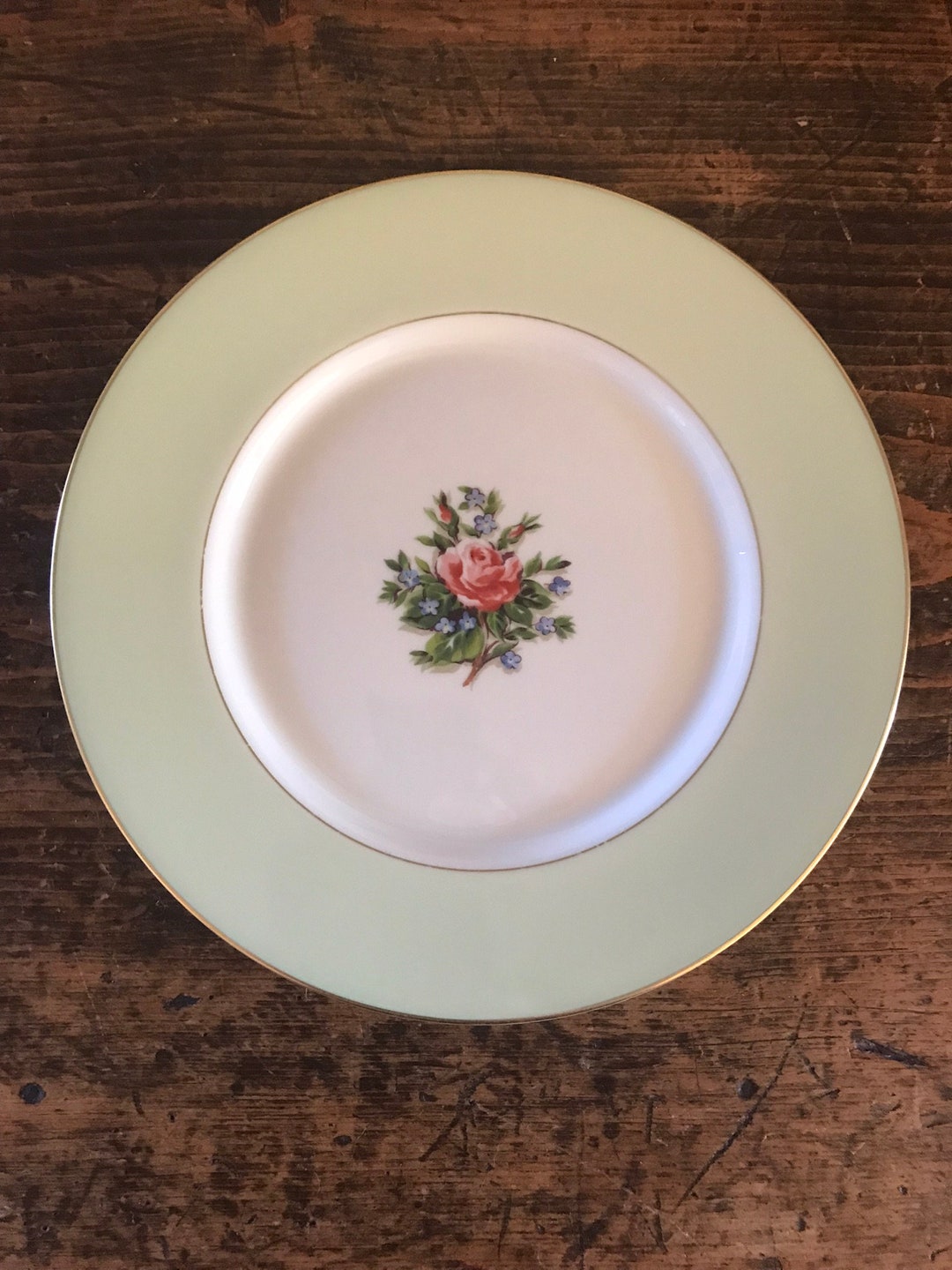 Fine Arts China Romance Rose Dinner Plate Set of 5 Vintage China