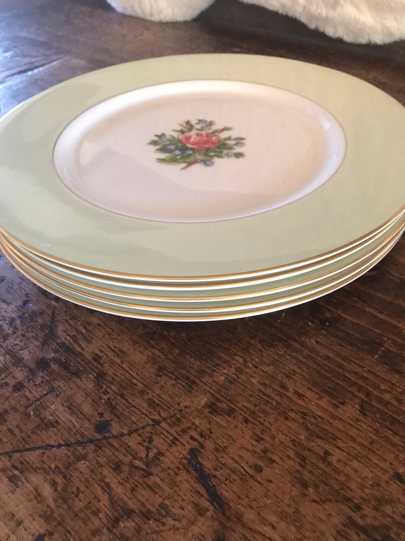 Fine Arts China Romance Rose Dinner Plate Set of 5 Vintage China