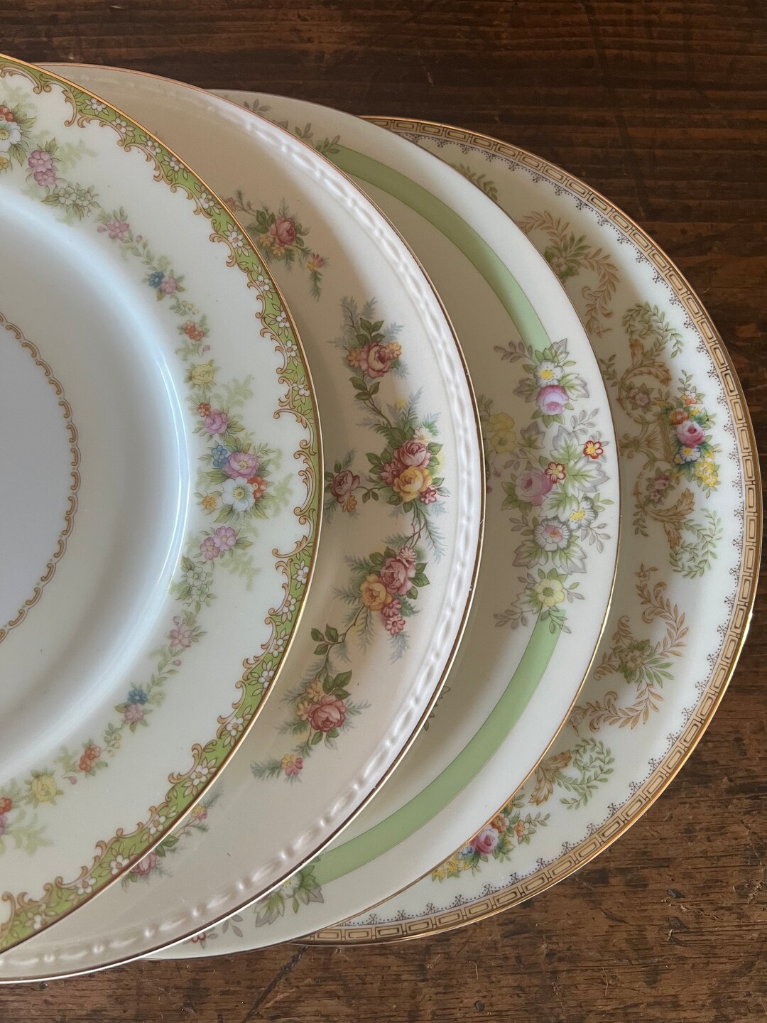Vintage Mismatched China Dinner Plates for Wedding, Bridal Shower