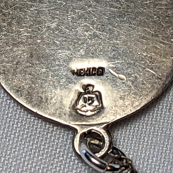 Vintage Sterling Silver Aztec Calendar Necklace - image 5