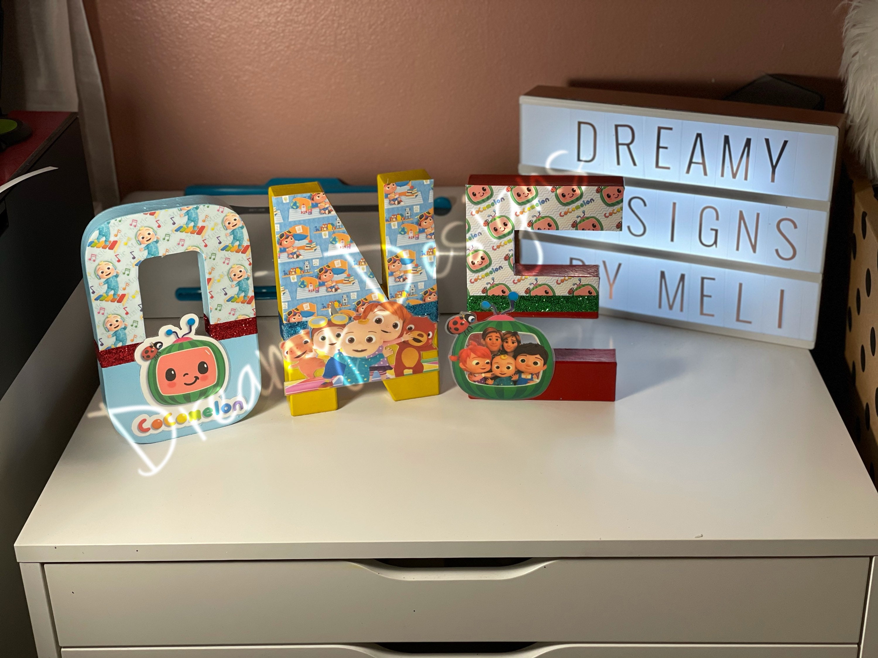 cocomelon one themed letterspersonalized letterscocomelon etsy