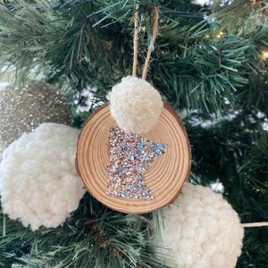 Wood Sliced Minnesota Ornament // Wood Ornaments// MN ornaments // MN Holiday Decor // Christmas Ornament image 1