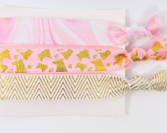 Minnesota Hair Ties // Elastic Hair Ties // Hair Ties // Pink and Gold // Bachelorette // Bridal Gift // MN Hair Ties